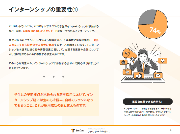 【資料ダウンロード可能】学生の心を掴み採用に繋げる!インターンシップ成功の秘訣 | トラコム株式会社 リクルート代理店