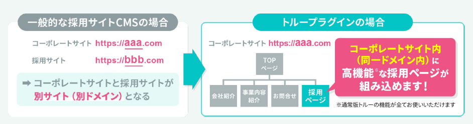 特許取得の「トループラグイン」で、高機能な自社採用サイトを構築